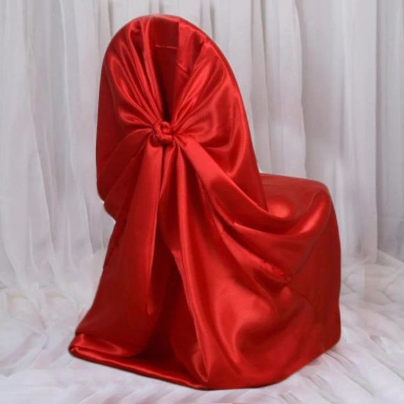 Red Universal Satin 300  Chair Cover - Picture 1 of 3
